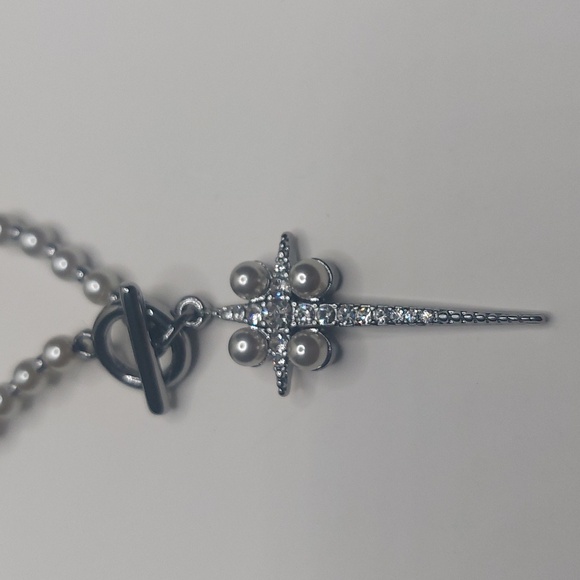 Simply Vera Simulated Pearl & Crystal Elongated Star Double Strand Necklace - Picture 9 of 17